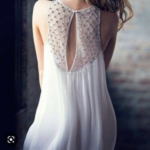 Urban outfitters Kimchi Blue Glynda Trapeze Beadwork dress in silver